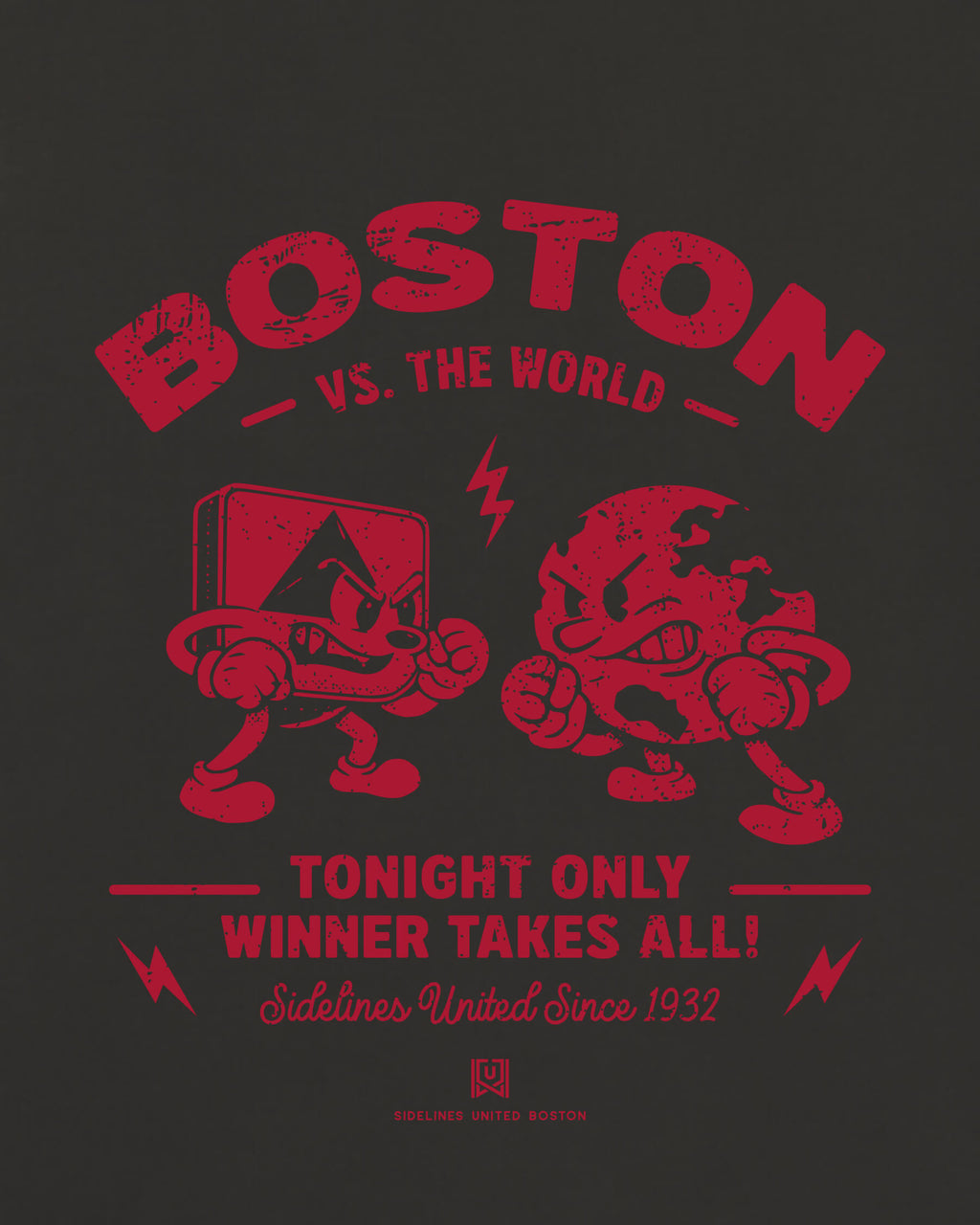BOS VS the World Clash Tee - Washed Black / Red - Zoom