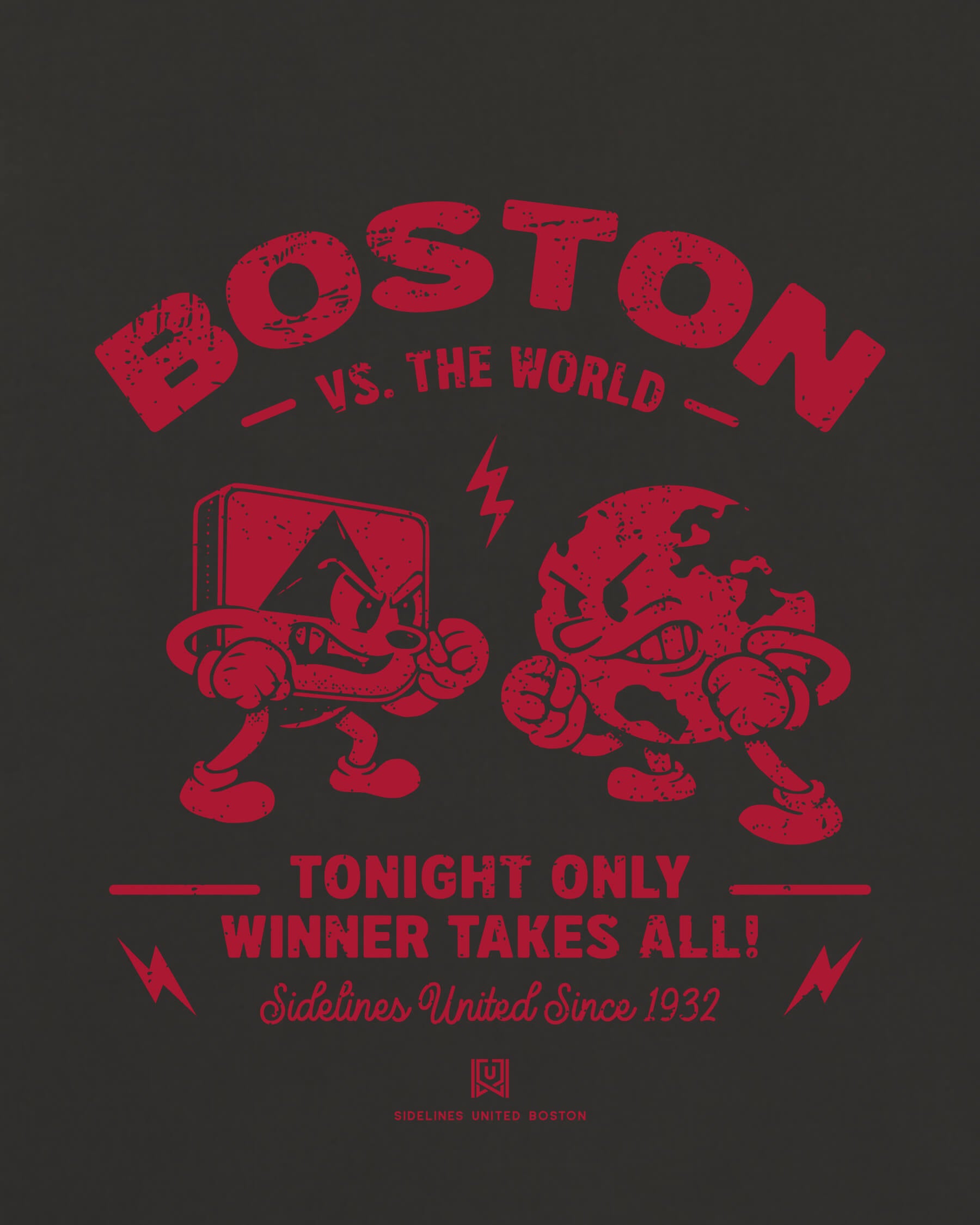 BOS VS the World Clash Tee - Washed Black / Red - Zoom