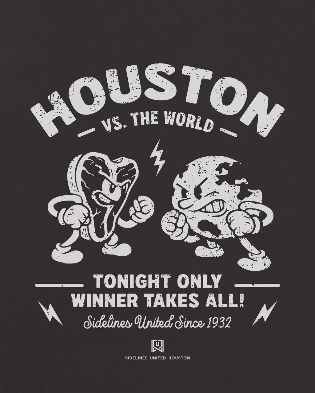 HOU VS the World Clash Tee - Washed Black / White - Zoom