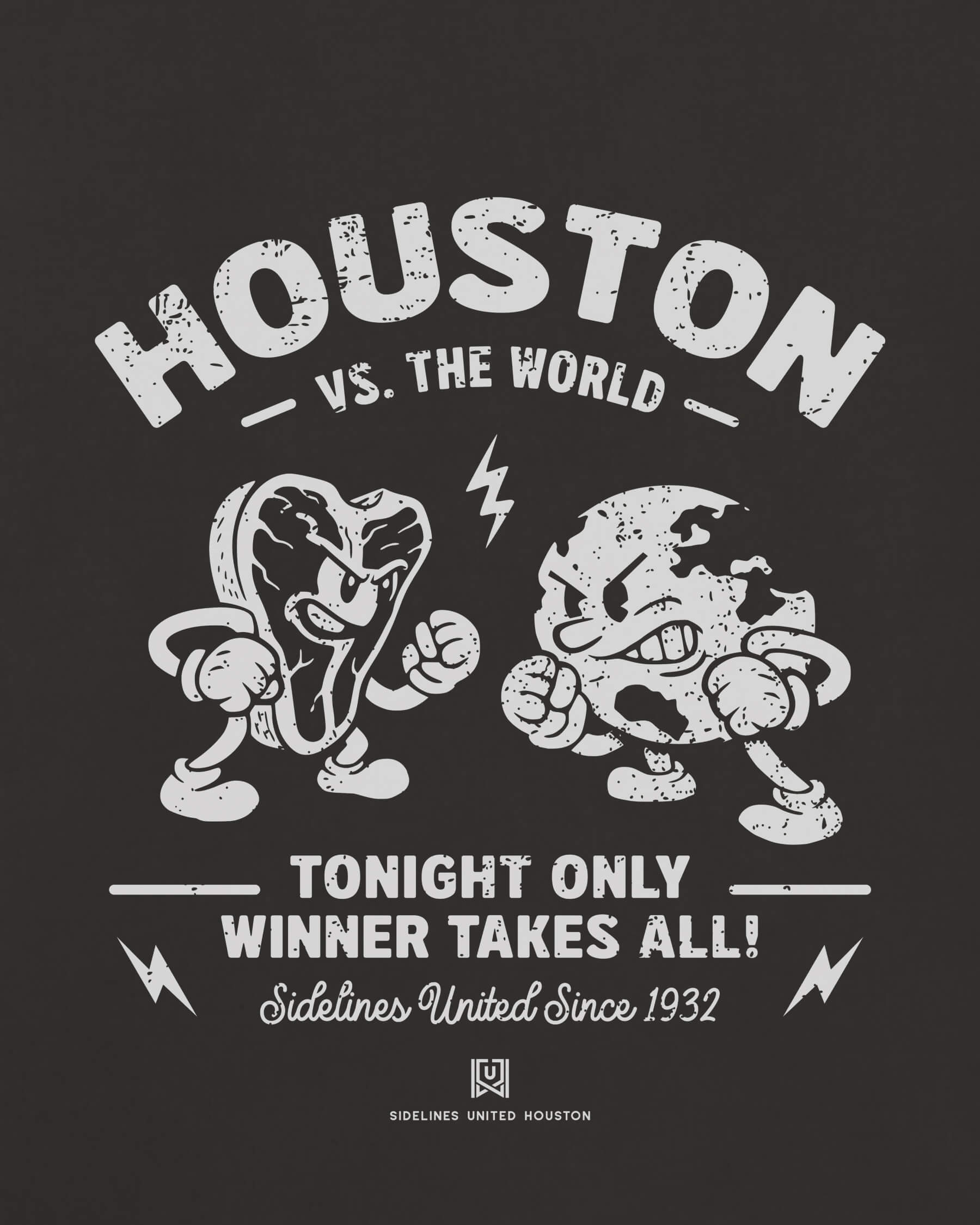 HOU VS the World Clash Tee - Washed Black / White - Zoom