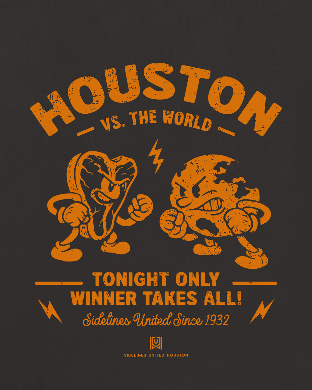 HOU VS the World Clash Tee - Washed Black / Orange - Zoom