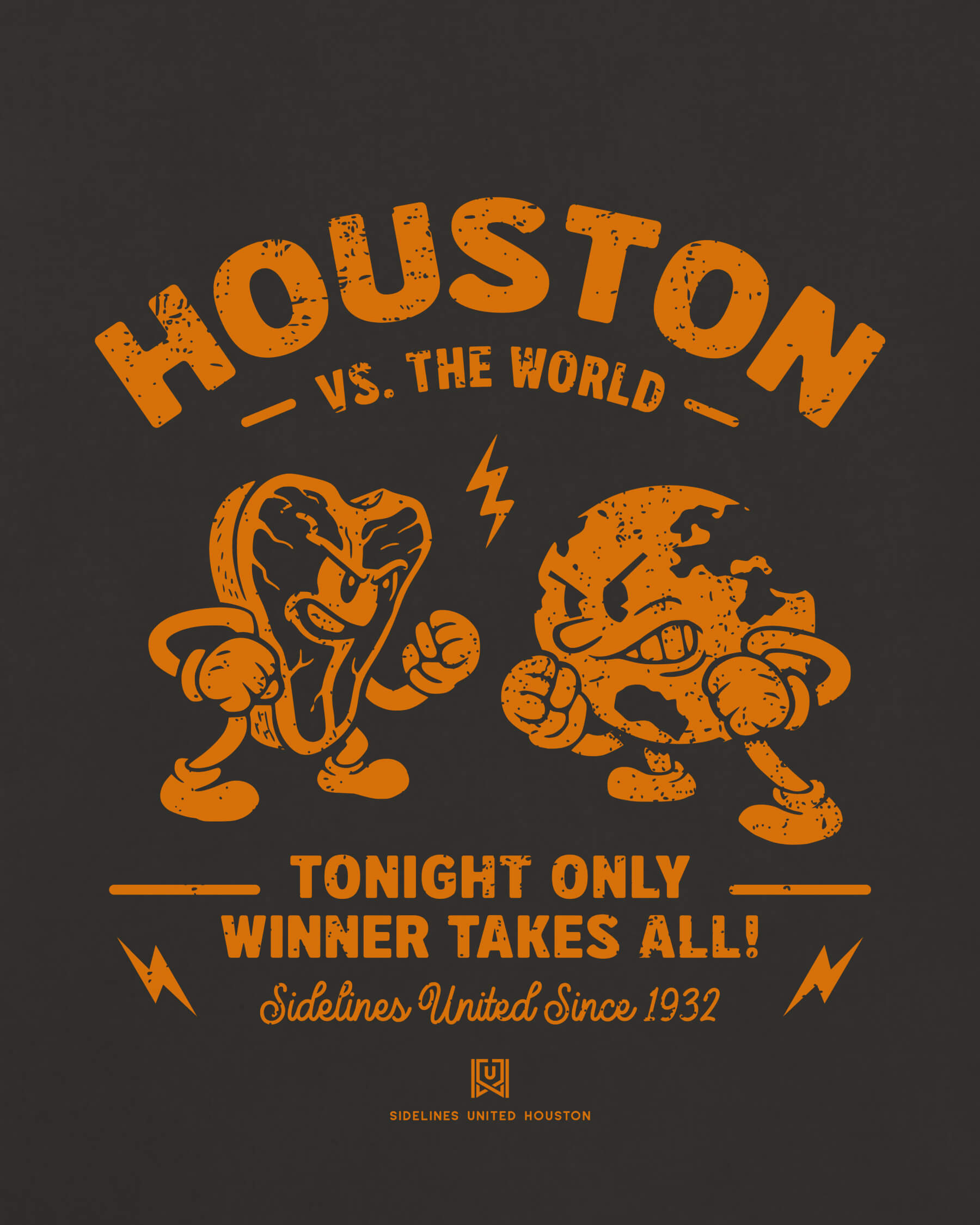 HOU VS the World Clash Tee - Washed Black / Orange - Zoom