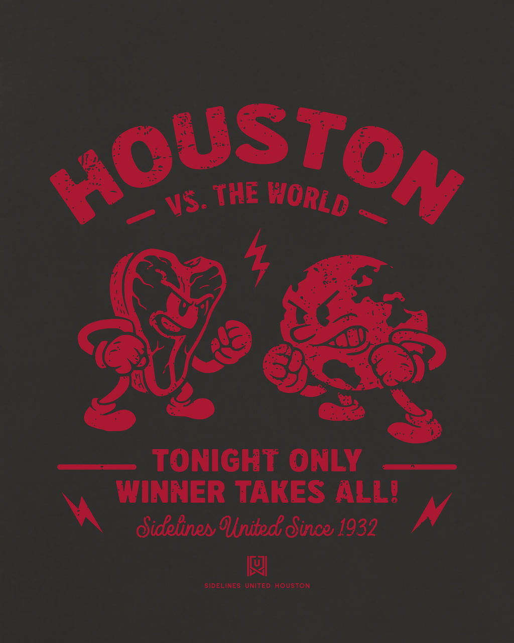 HOU VS the World Clash Tee - Washed Black / Red - Zoom