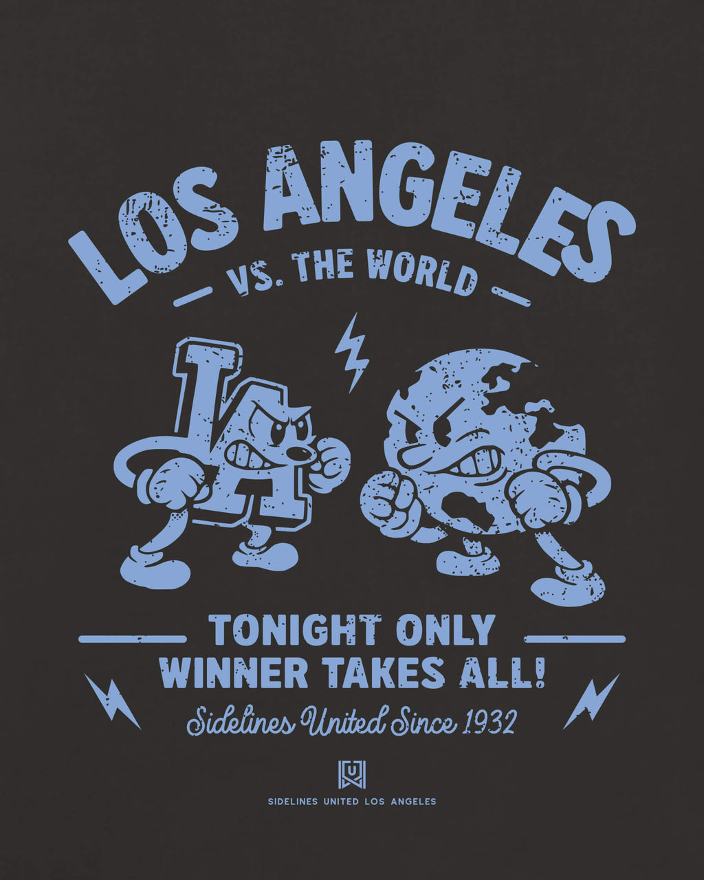 LA VS the World Clash Tee - Washed Black / Blue - Zoom