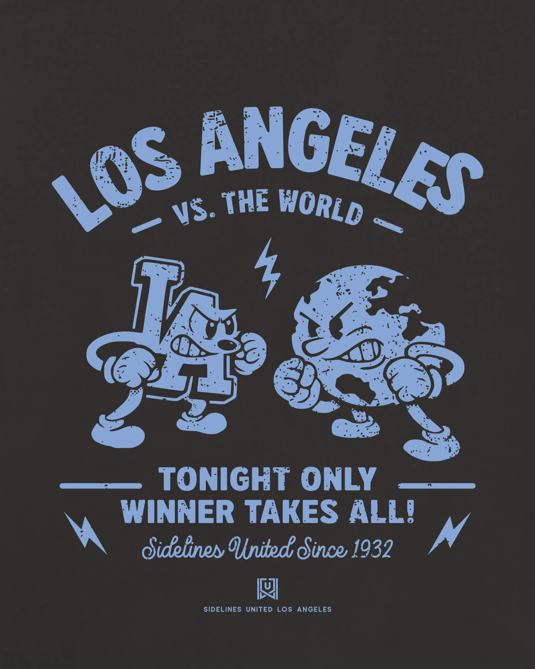 LA VS the World Clash Tee - Washed Black / Blue - Zoom