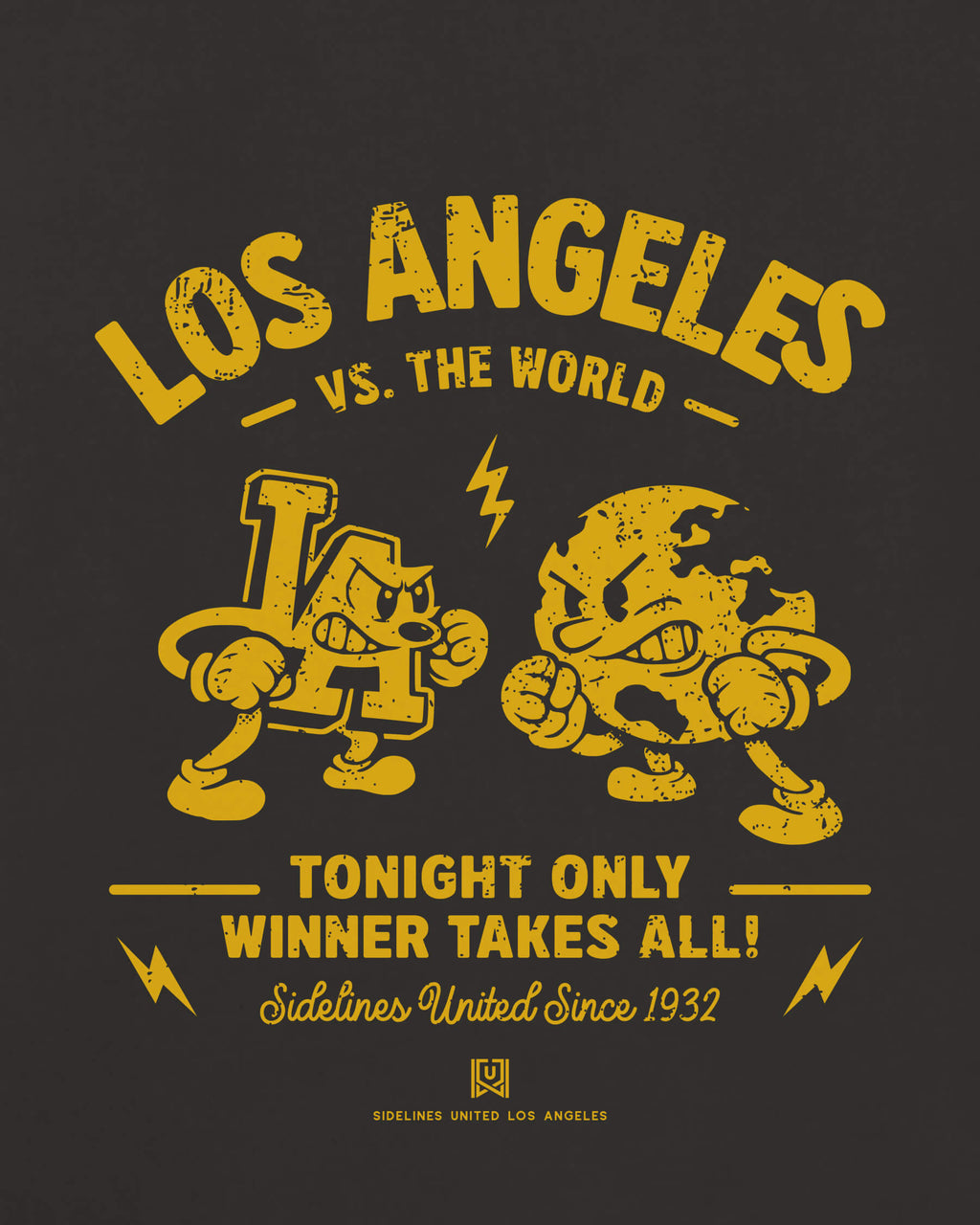LA VS the World Clash Tee - Washed Black / Gold - Zoom