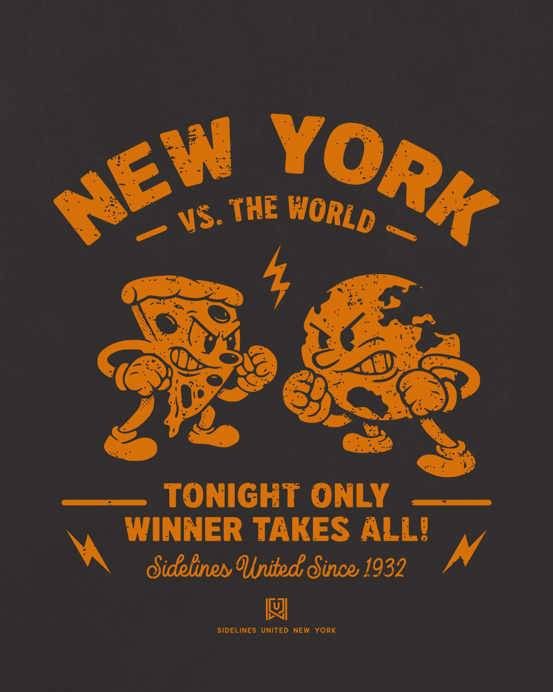NY VS the World Clash Tee - Washed Black / Orange - Zoom