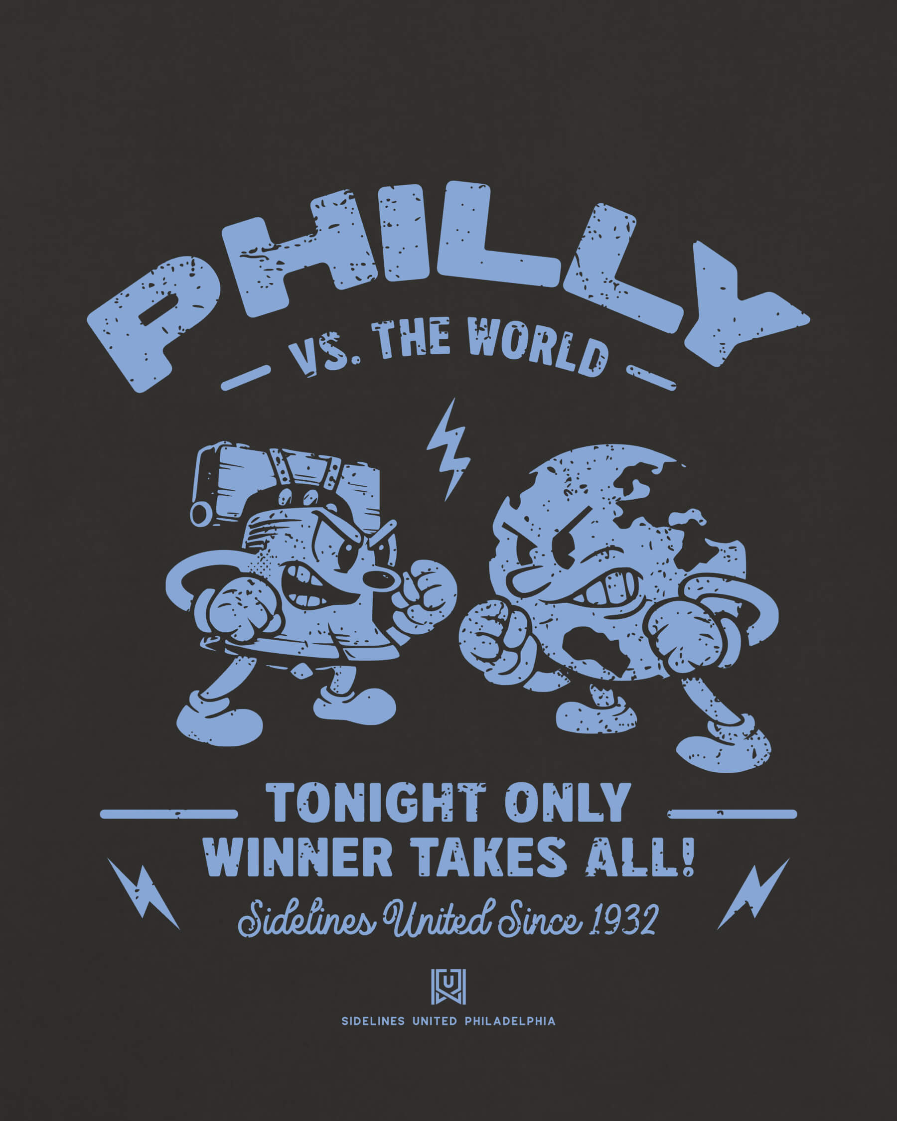 Philly VS the World Clash Tee - Washed Black / Blue - Zoom