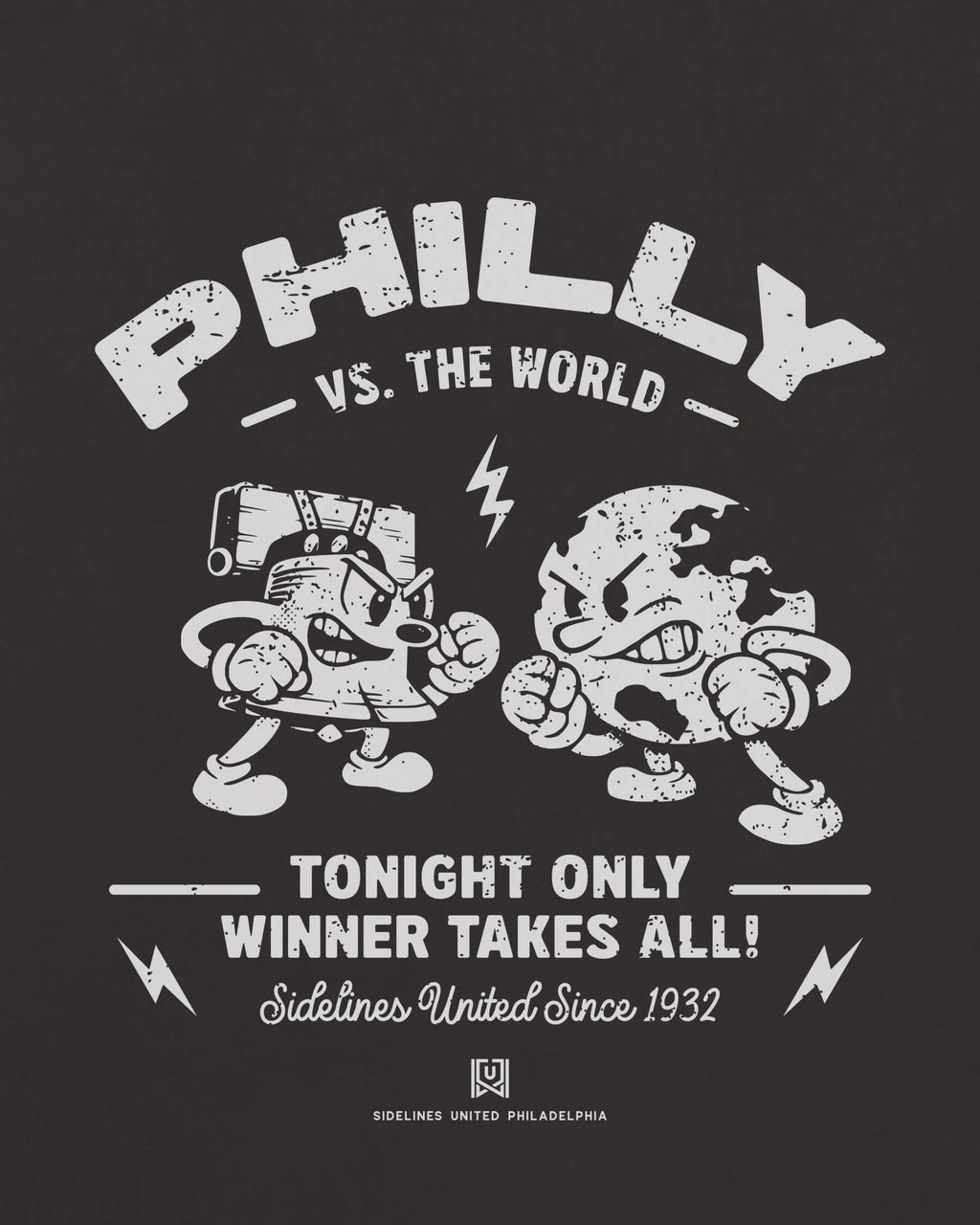 Philly VS the World Clash Tee - Washed Black / White - Zoom