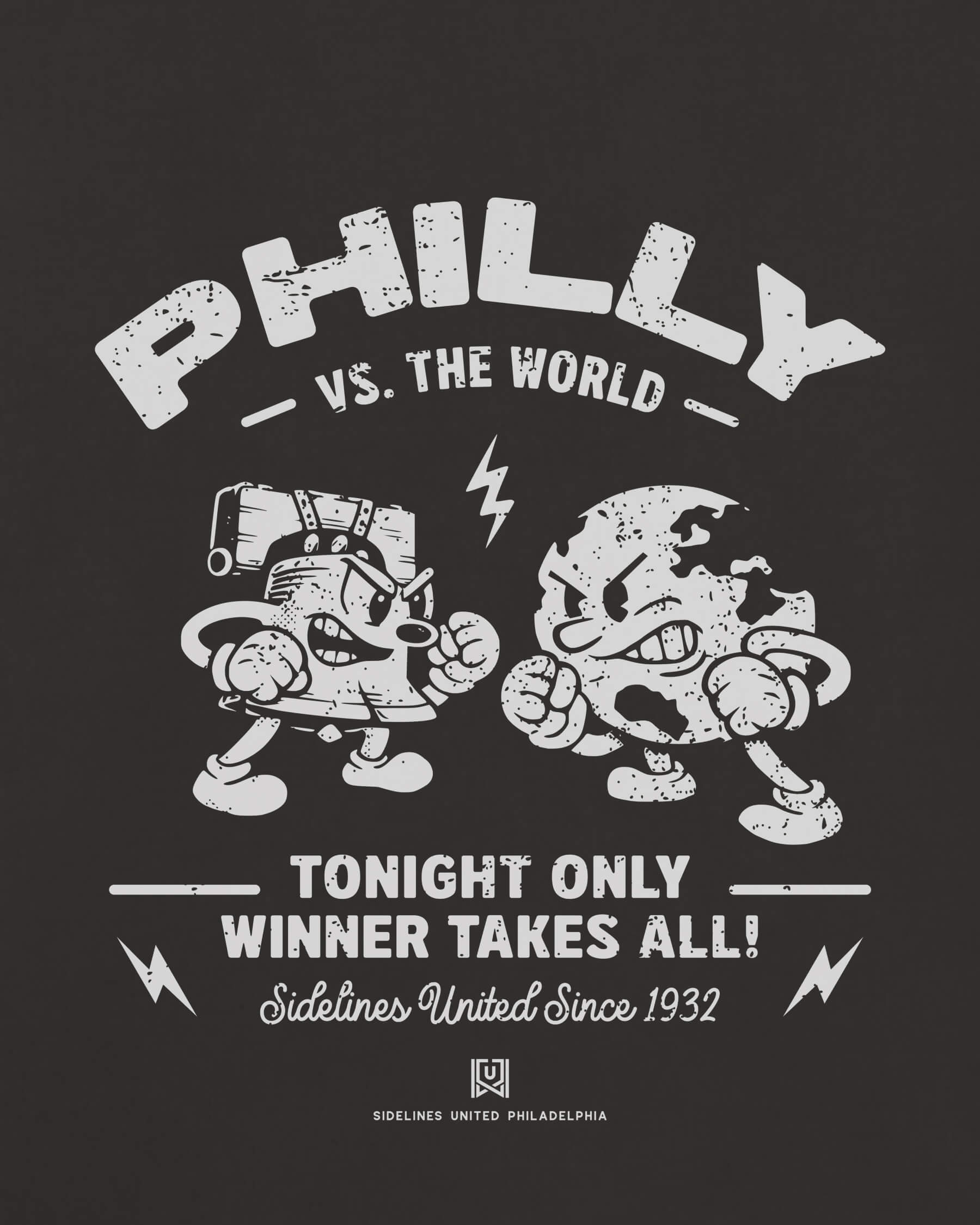 Philly VS the World Clash Tee - Washed Black / White - Zoom