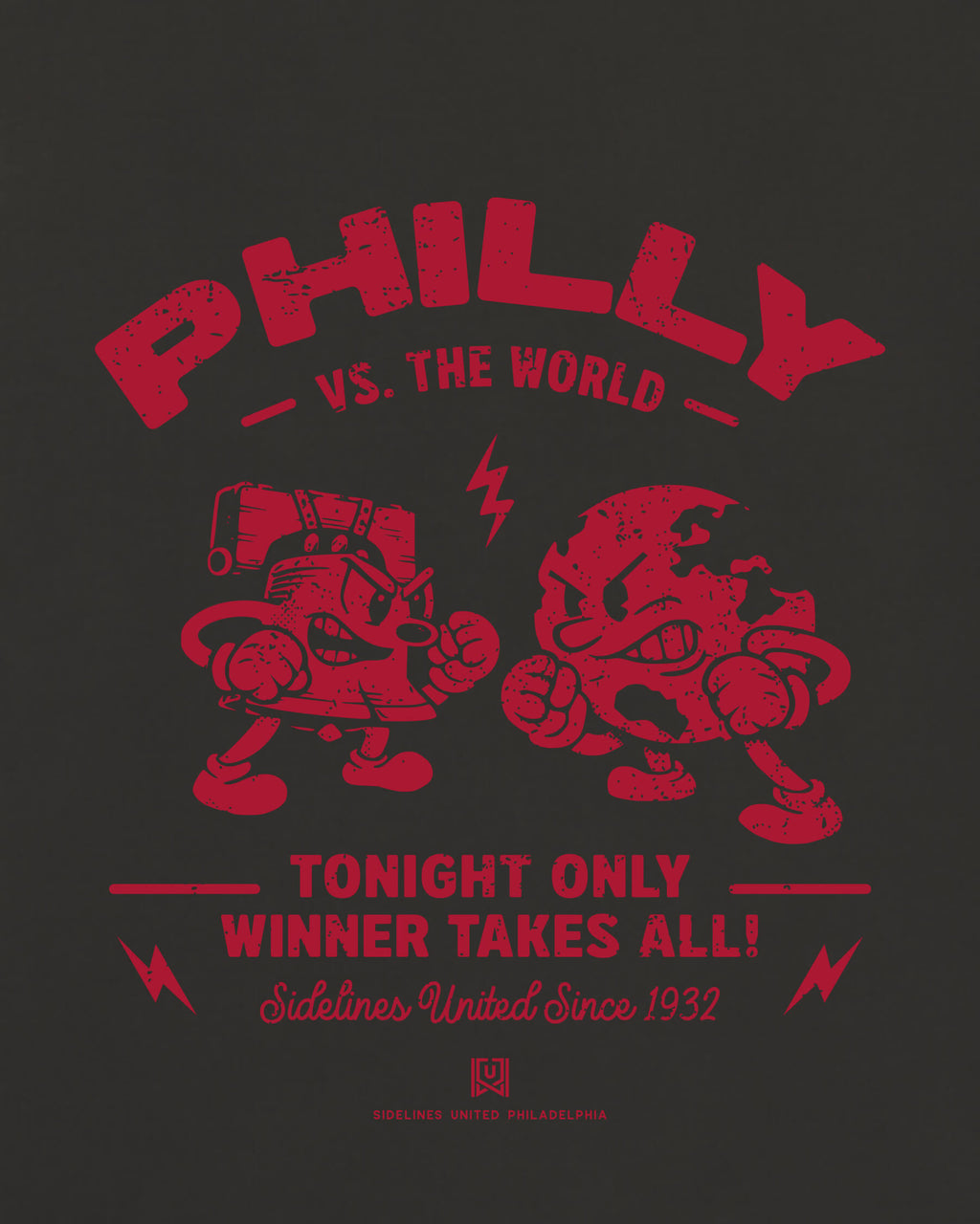 Philly VS the World Clash Tee - Washed Black / Red - Zoom