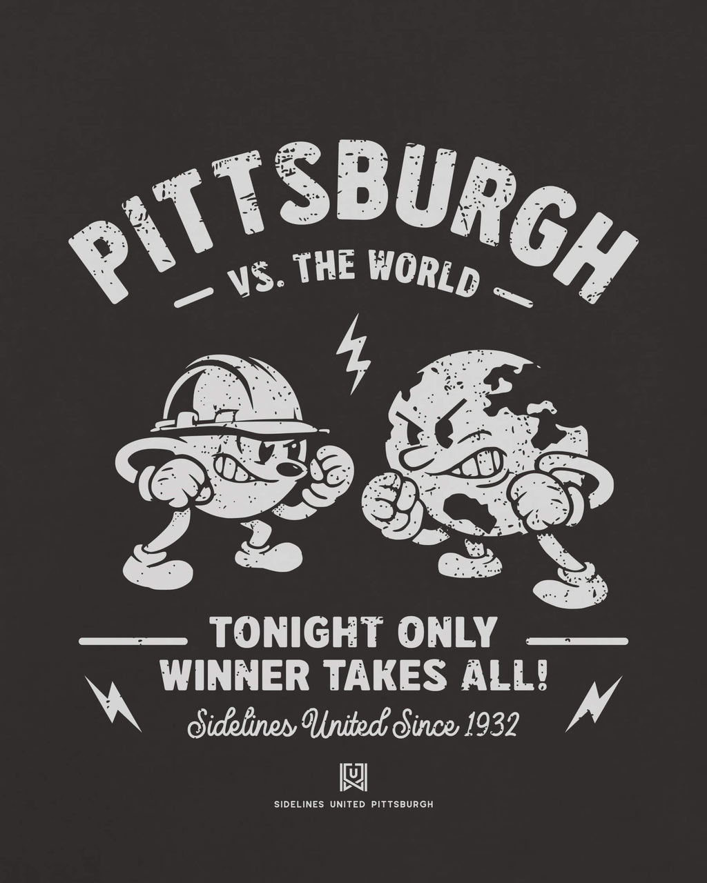PGH VS the World Clash Tee - Washed Black / White - Zoom