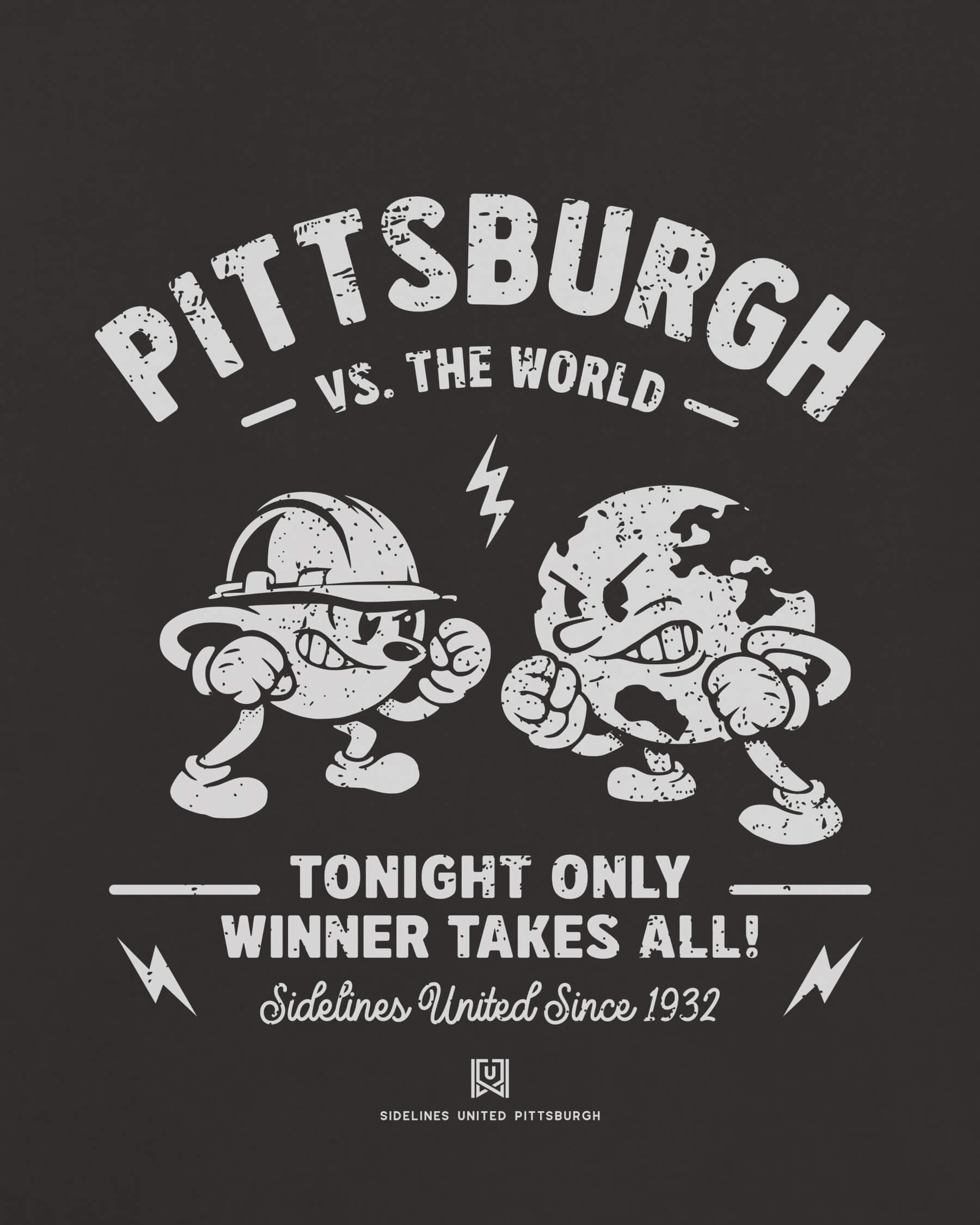 PGH VS the World Clash Tee - Washed Black / White - Zoom
