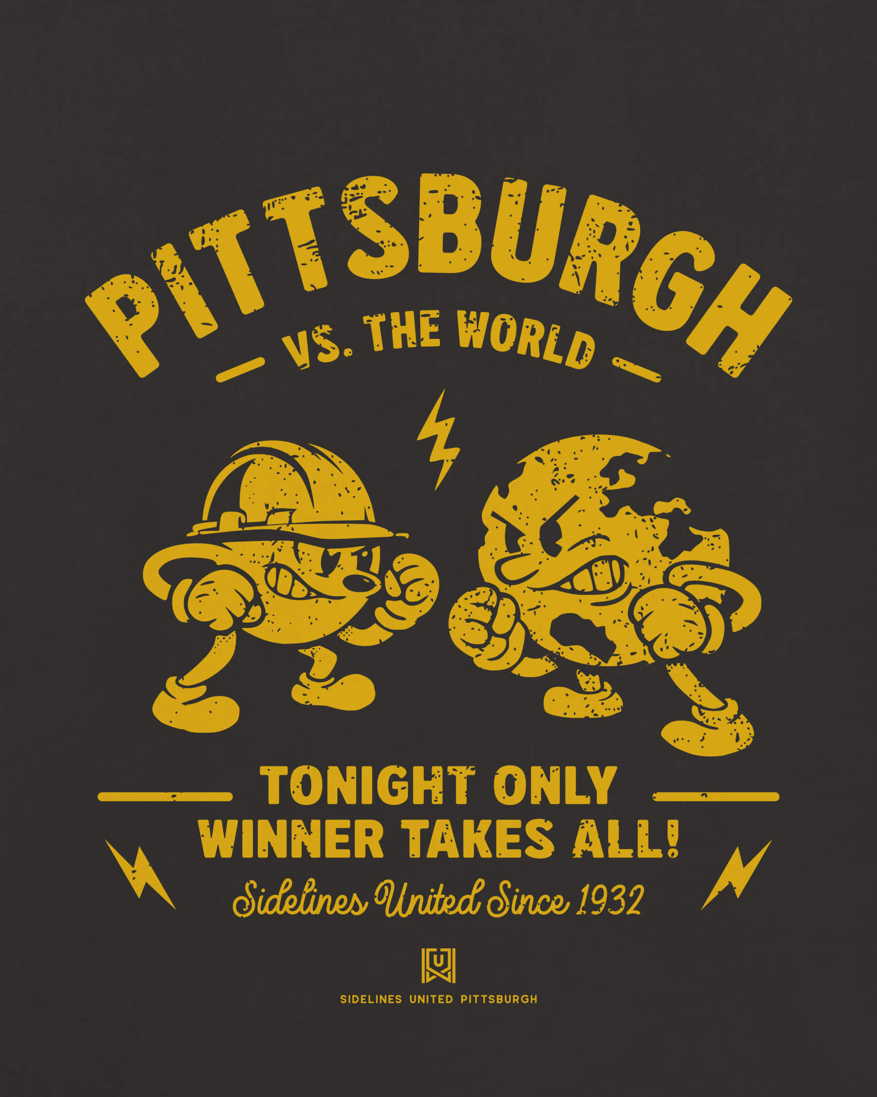 PGH VS the World Clash Tee - Washed Black / Gold - Zoom