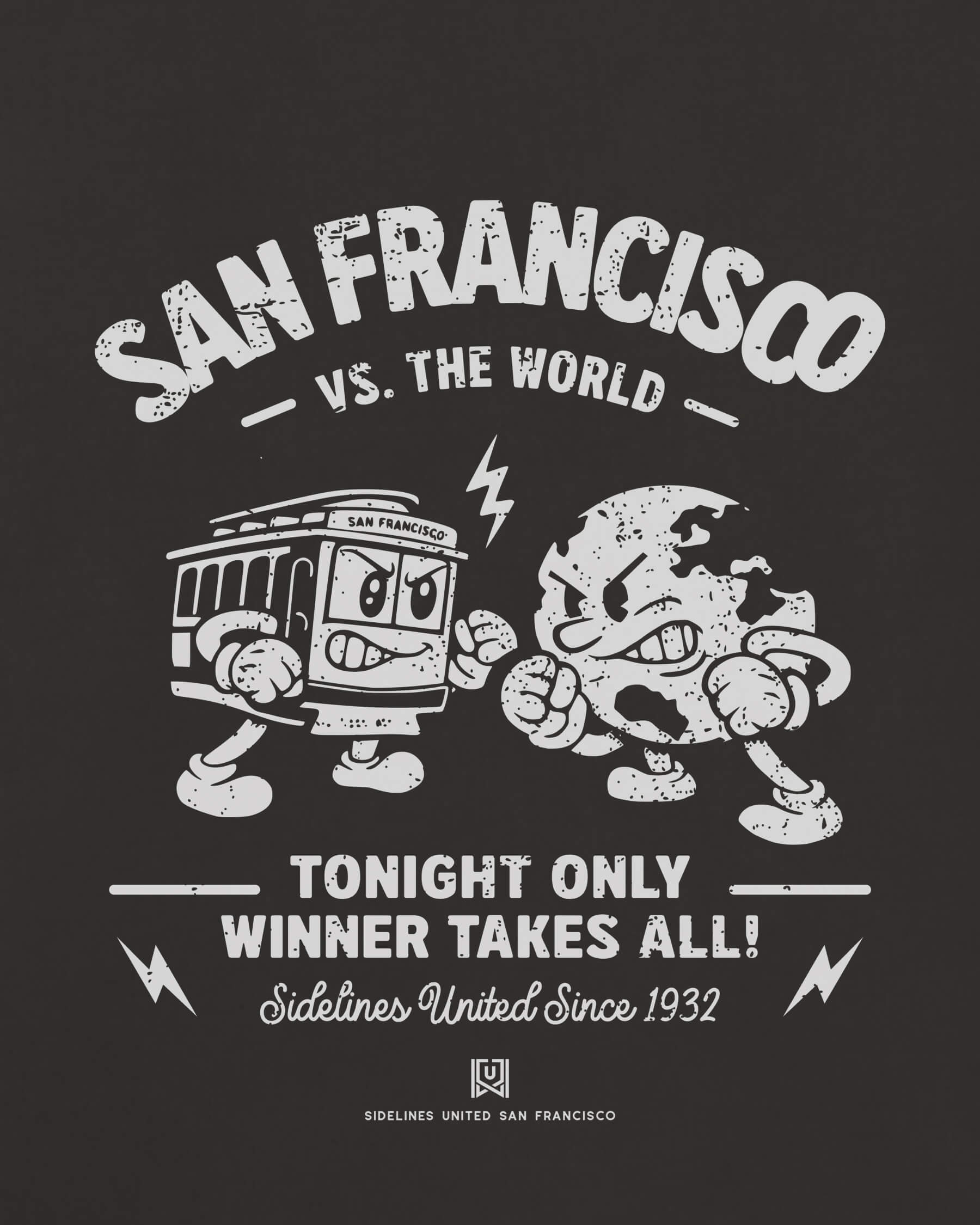 SF VS the World Clash Tee - Washed Black / White - Zoom