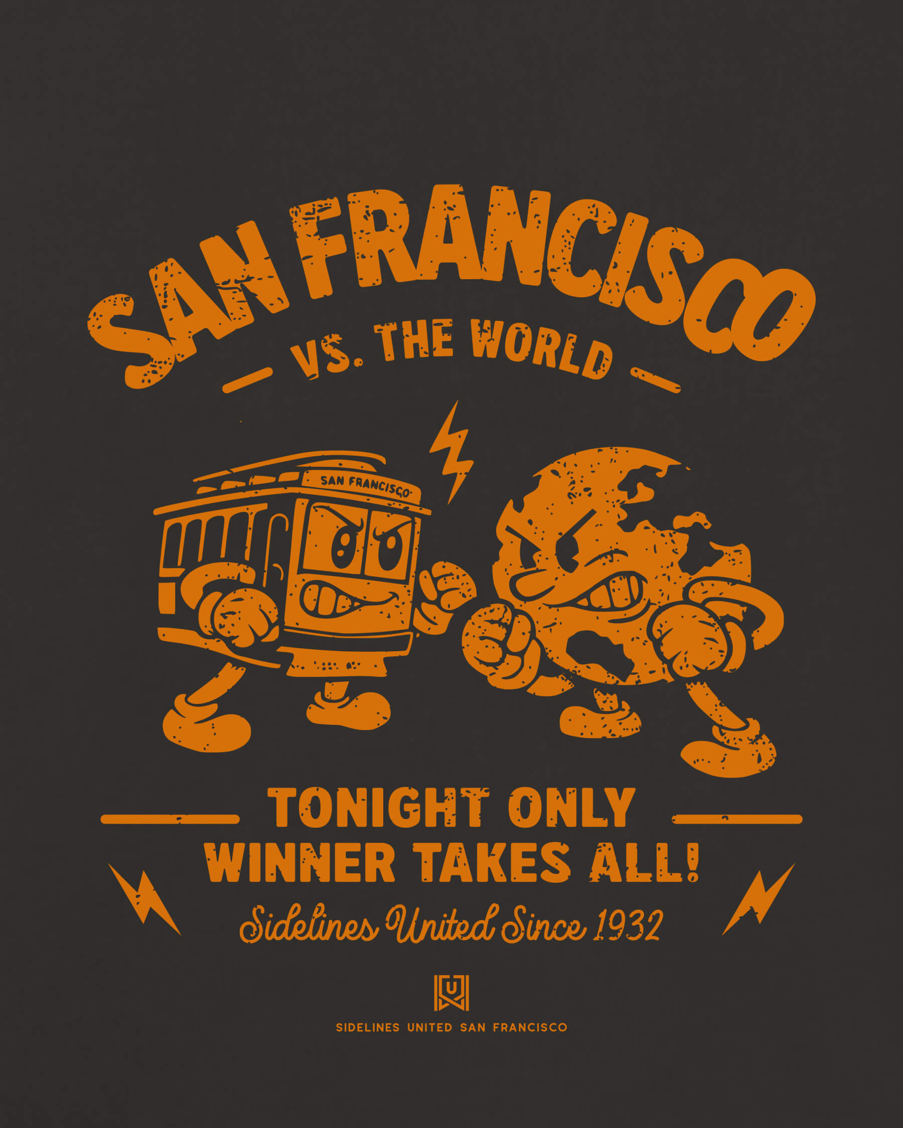 SF VS the World Clash Tee - Washed Black / Orange - Zoom