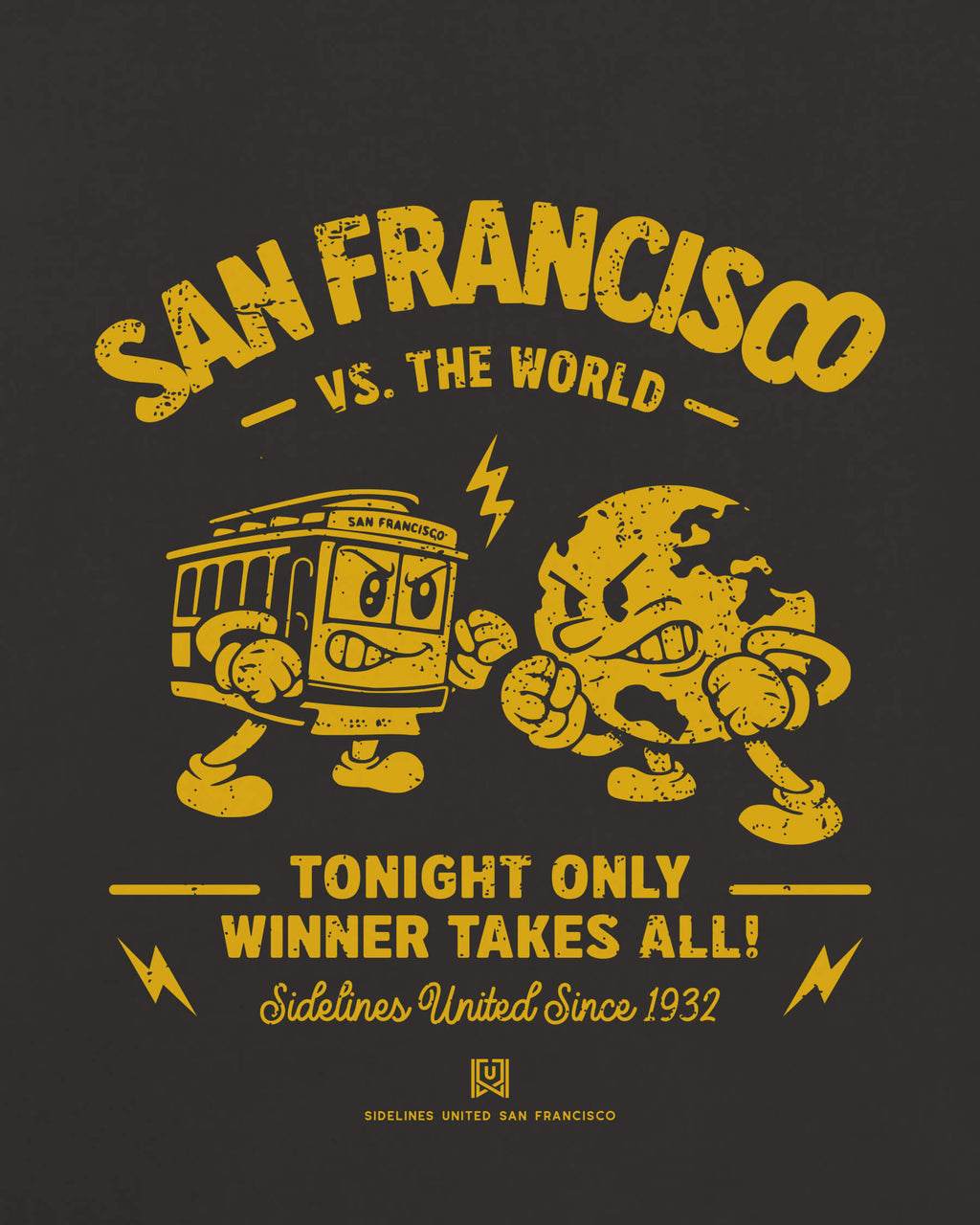 SF VS the World Clash Tee - Washed Black / Gold - Zoom