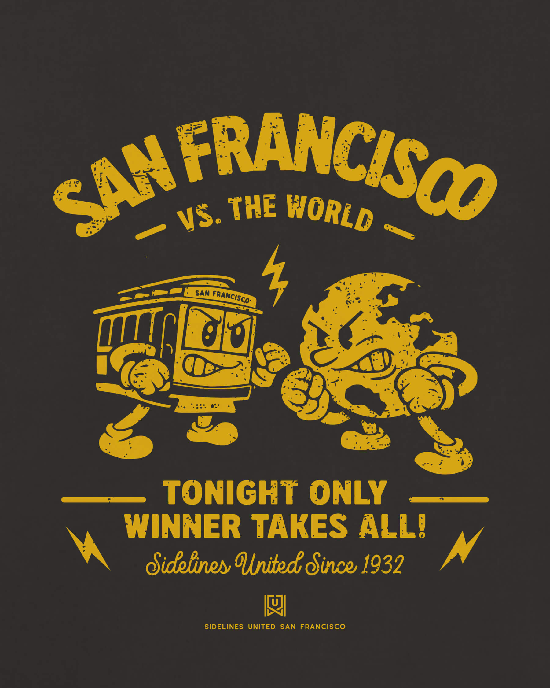 SF VS the World Clash Tee - Washed Black / Gold - Zoom