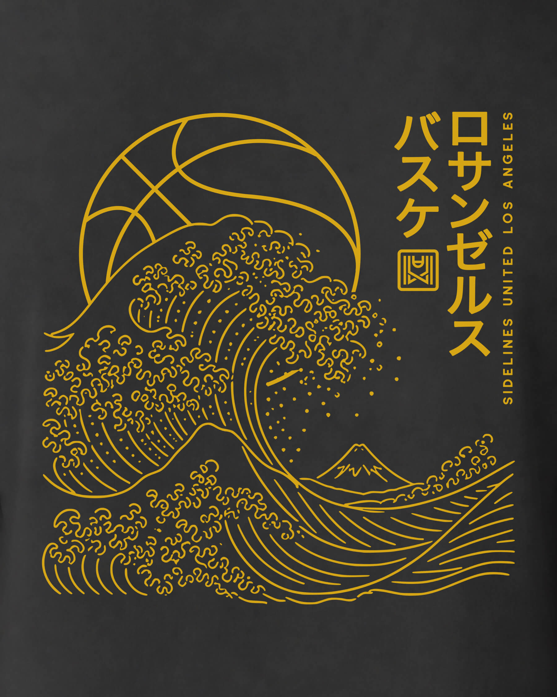 LA Wave Tee - Washed Black / Gold - Zoom