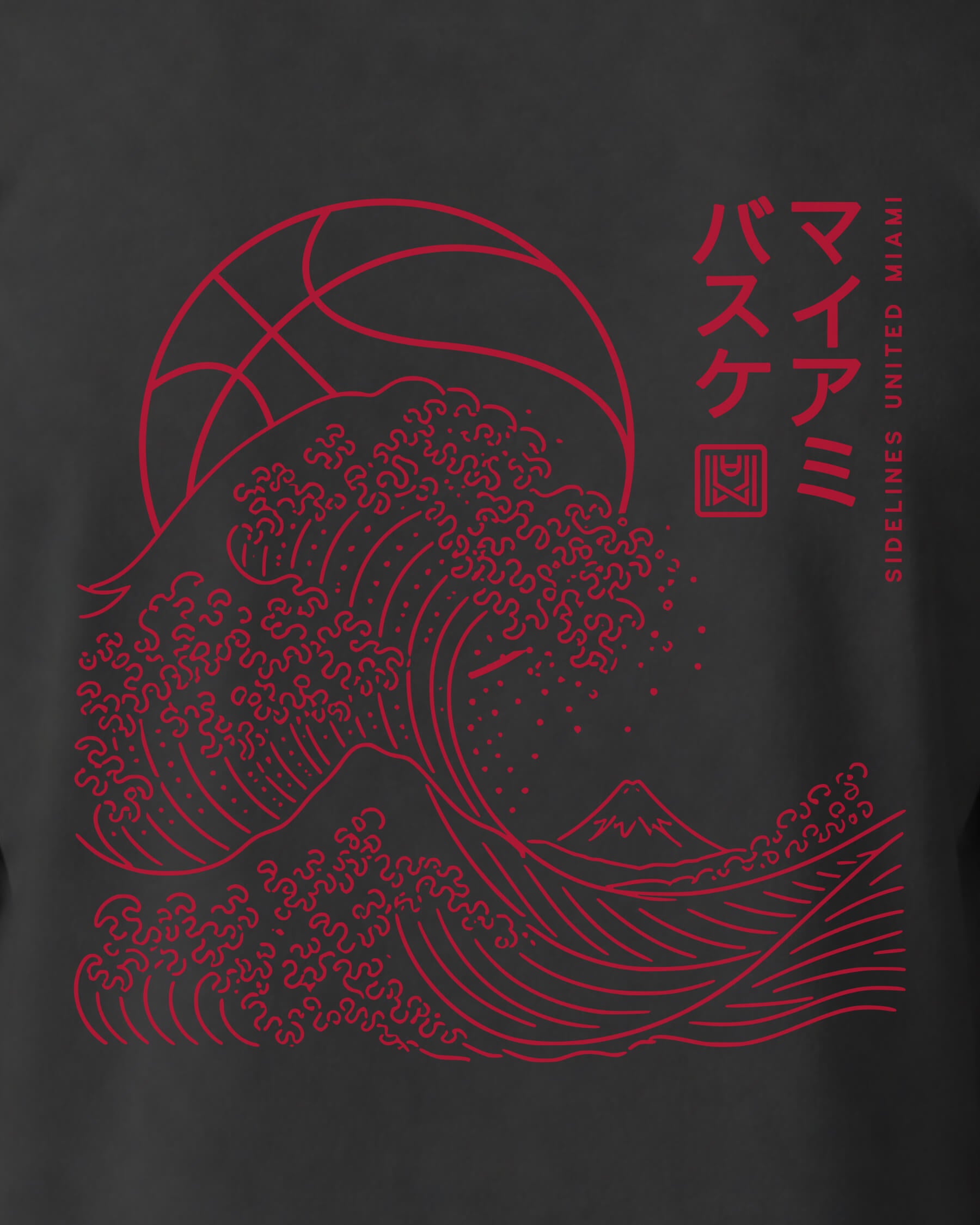 MIA Wave Tee - Washed Black / Red - Zoom