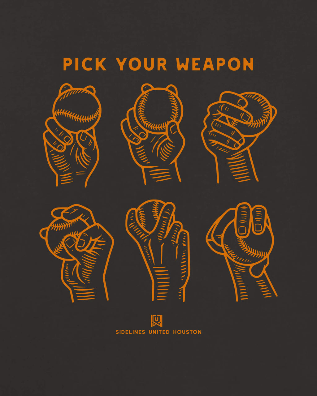 HOU Weapons Tee - Washed Black / Orange - Zoom