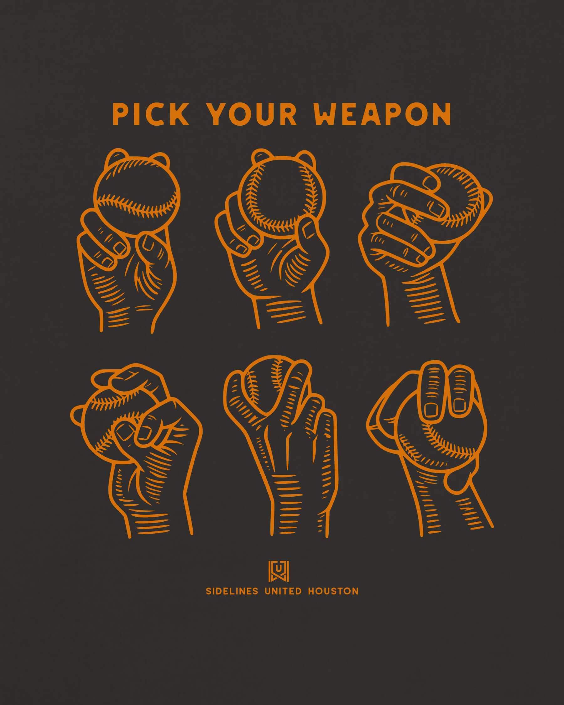 HOU Weapons Tee - Washed Black / Orange - Zoom
