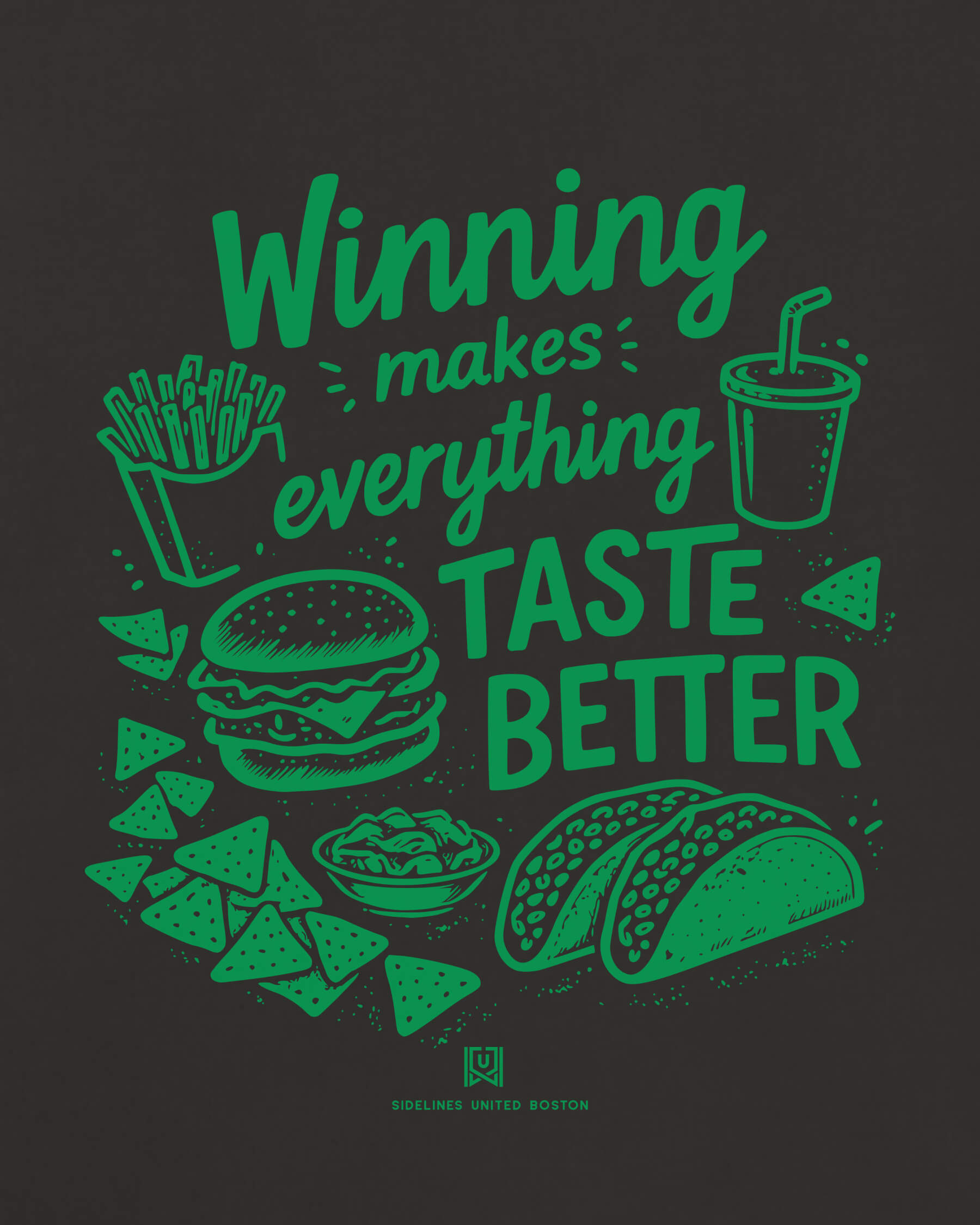 BOS Winning Tastes Better Tee - Washed Black / Green - Zoom