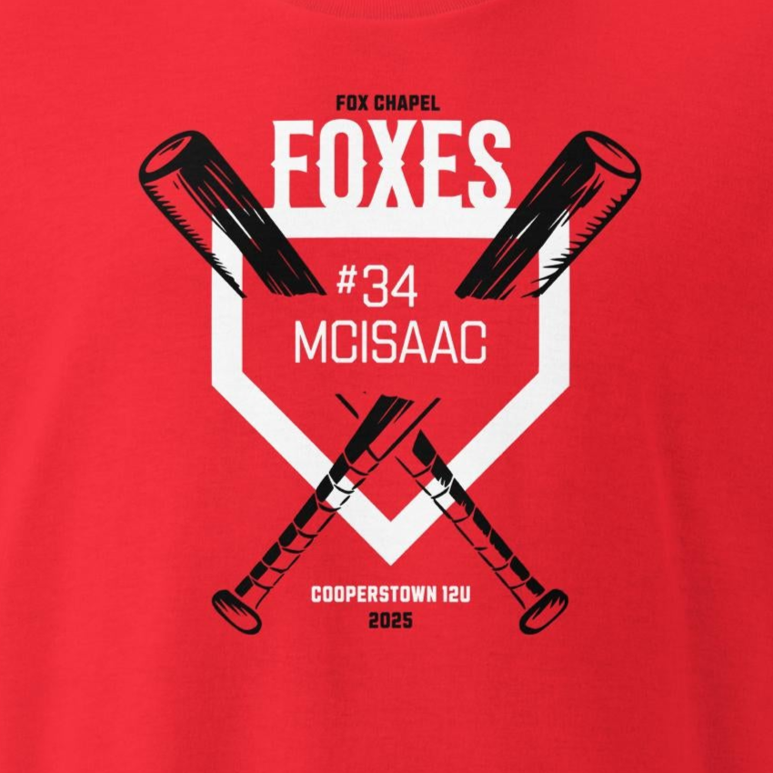 Adult T-Shirt for McIsaac #34: 2025 Fox Chapel 12U Cooperstown