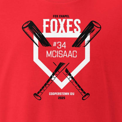 Adult T-Shirt for McIsaac #34: 2025 Fox Chapel 12U Cooperstown
